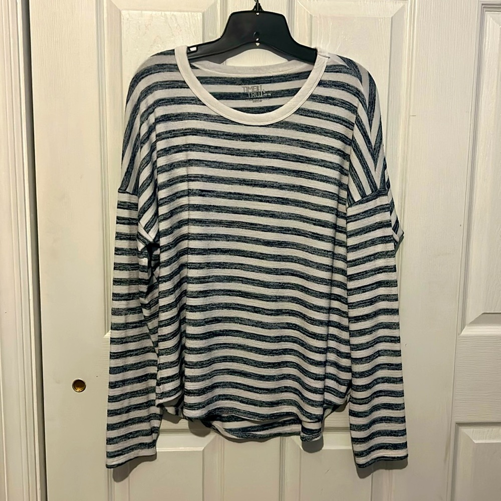 Blue and white striped thin sweater
